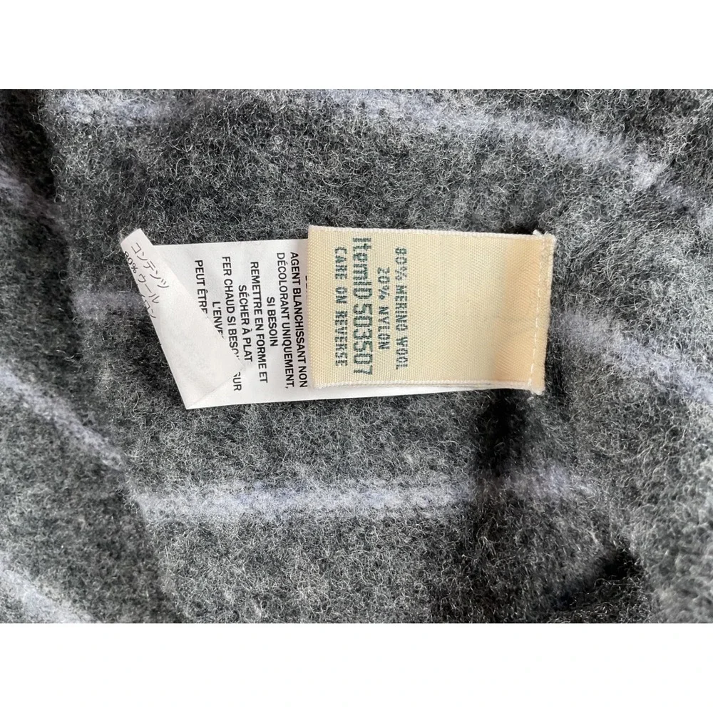 L.L.Bean Poncho Women OSFA Gray Striped Merino Wool Blend Knit Wrap Layer